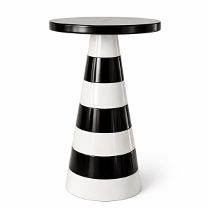 Siyah Beyaz Şerit Sehpa