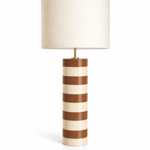 Şerit Kahve Krem Abajur