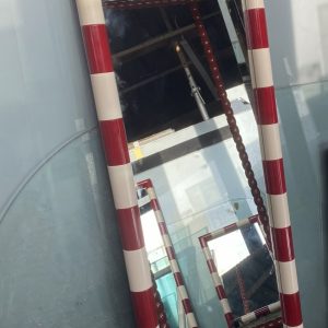 Kan Kırmızı Krem Şerit Boy Aynası